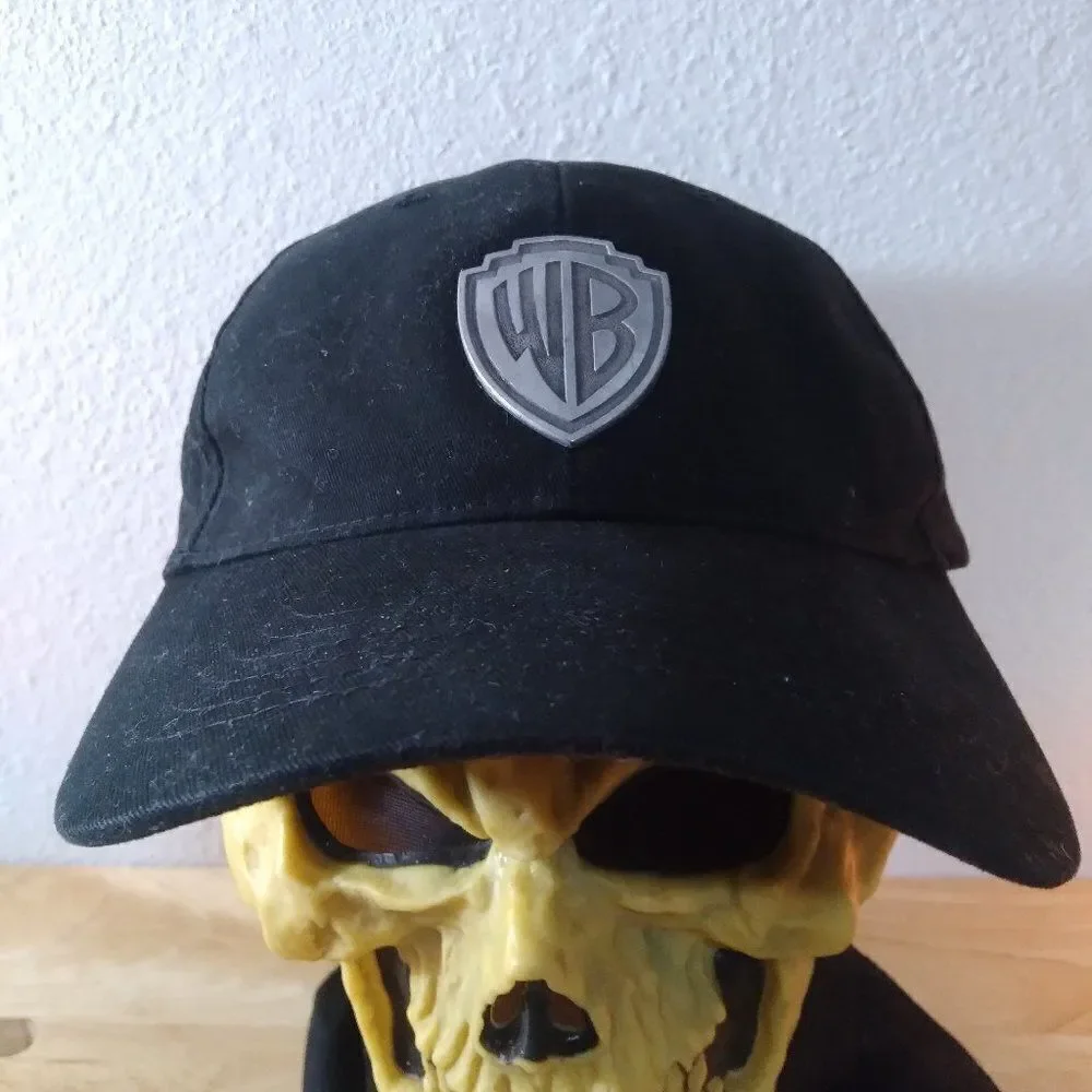 RARE 90s Vintage Warner Bros. Pewter Logo Strap Back Hat